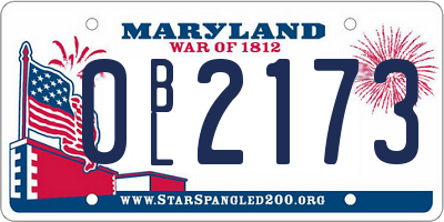 MD license plate 0BL2173