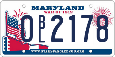 MD license plate 0BL2178