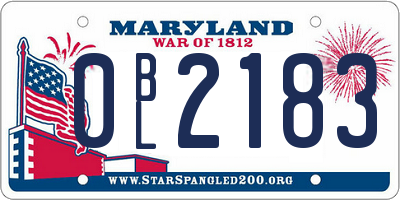 MD license plate 0BL2183