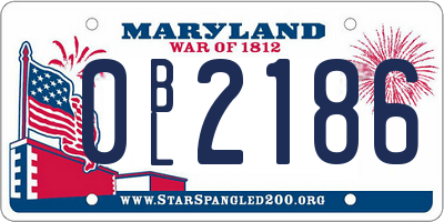 MD license plate 0BL2186