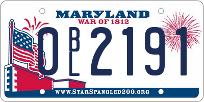 MD license plate 0BL2191