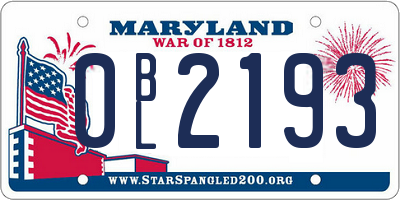 MD license plate 0BL2193