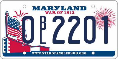 MD license plate 0BL2201