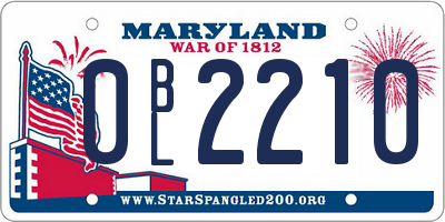 MD license plate 0BL2210