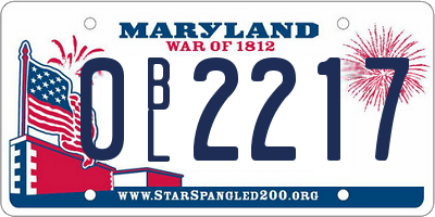 MD license plate 0BL2217