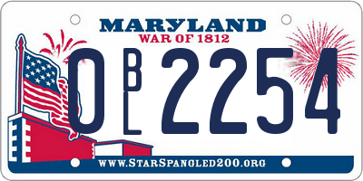 MD license plate 0BL2254