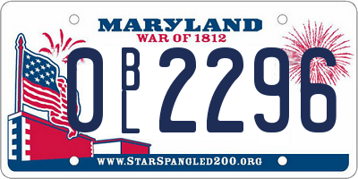 MD license plate 0BL2296