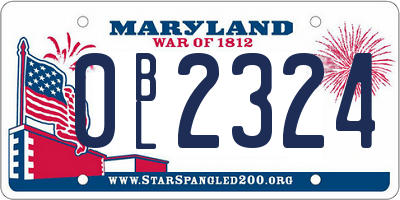 MD license plate 0BL2324