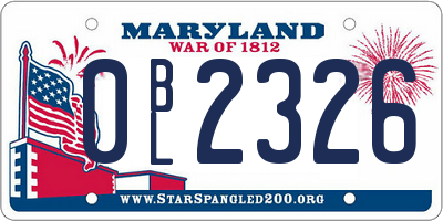 MD license plate 0BL2326