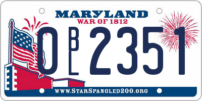 MD license plate 0BL2351