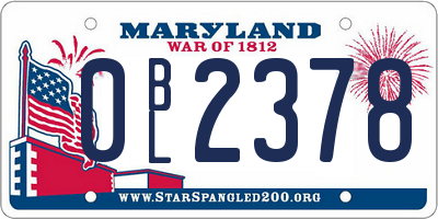 MD license plate 0BL2378