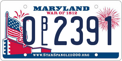 MD license plate 0BL2391