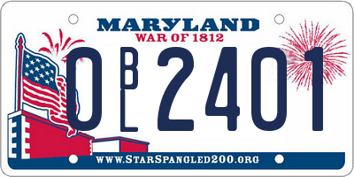 MD license plate 0BL2401