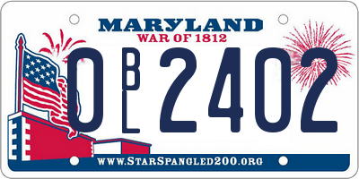 MD license plate 0BL2402