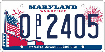 MD license plate 0BL2405