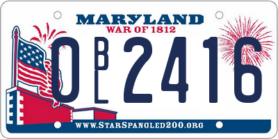 MD license plate 0BL2416