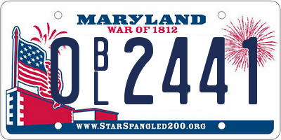 MD license plate 0BL2441