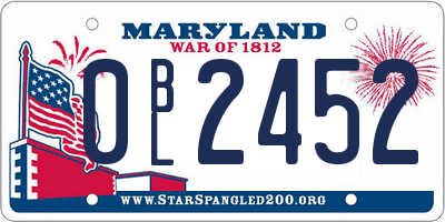 MD license plate 0BL2452