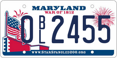 MD license plate 0BL2455
