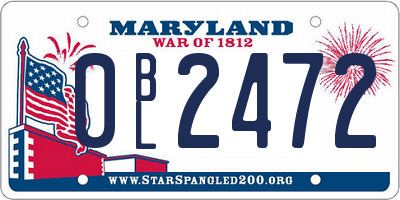 MD license plate 0BL2472
