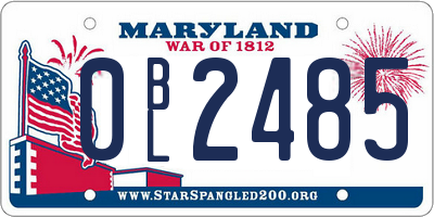 MD license plate 0BL2485