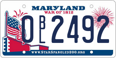 MD license plate 0BL2492