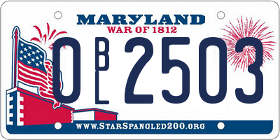 MD license plate 0BL2503