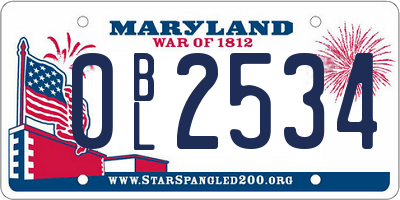 MD license plate 0BL2534