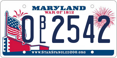 MD license plate 0BL2542