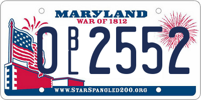 MD license plate 0BL2552