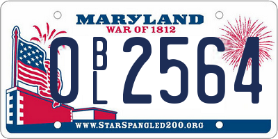 MD license plate 0BL2564