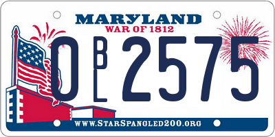MD license plate 0BL2575