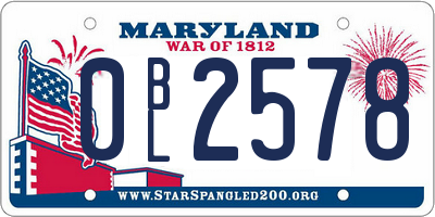 MD license plate 0BL2578