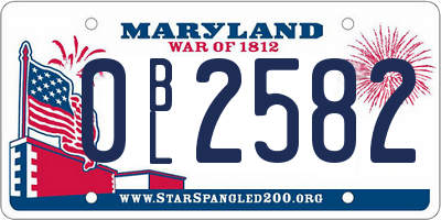 MD license plate 0BL2582
