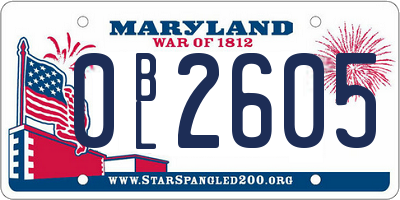 MD license plate 0BL2605