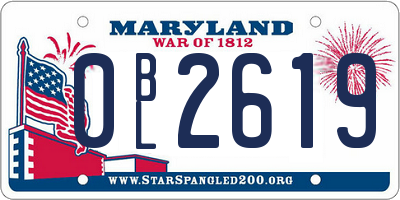 MD license plate 0BL2619
