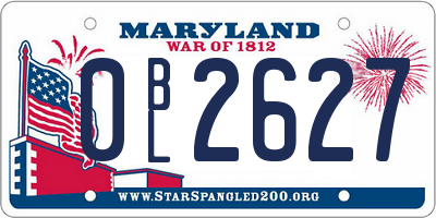 MD license plate 0BL2627