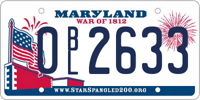 MD license plate 0BL2633