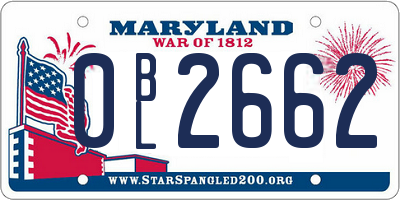 MD license plate 0BL2662