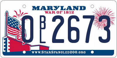 MD license plate 0BL2673