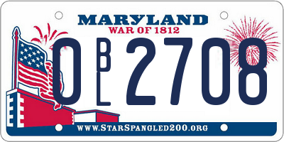 MD license plate 0BL2708