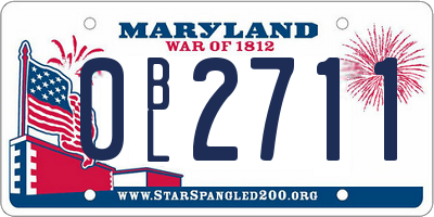 MD license plate 0BL2711