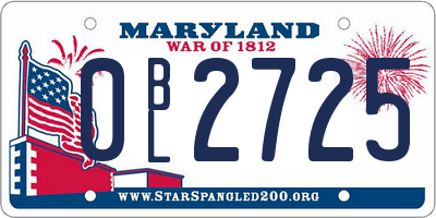 MD license plate 0BL2725