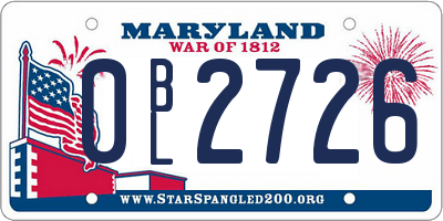 MD license plate 0BL2726