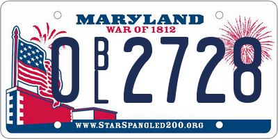 MD license plate 0BL2728
