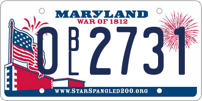 MD license plate 0BL2731