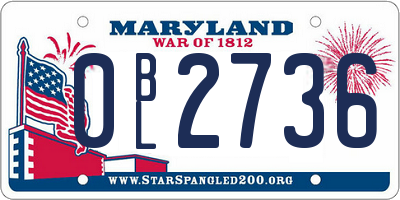MD license plate 0BL2736