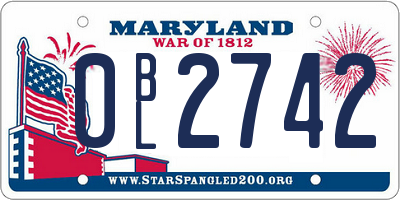 MD license plate 0BL2742