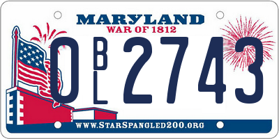 MD license plate 0BL2743
