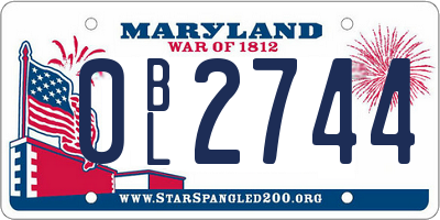 MD license plate 0BL2744